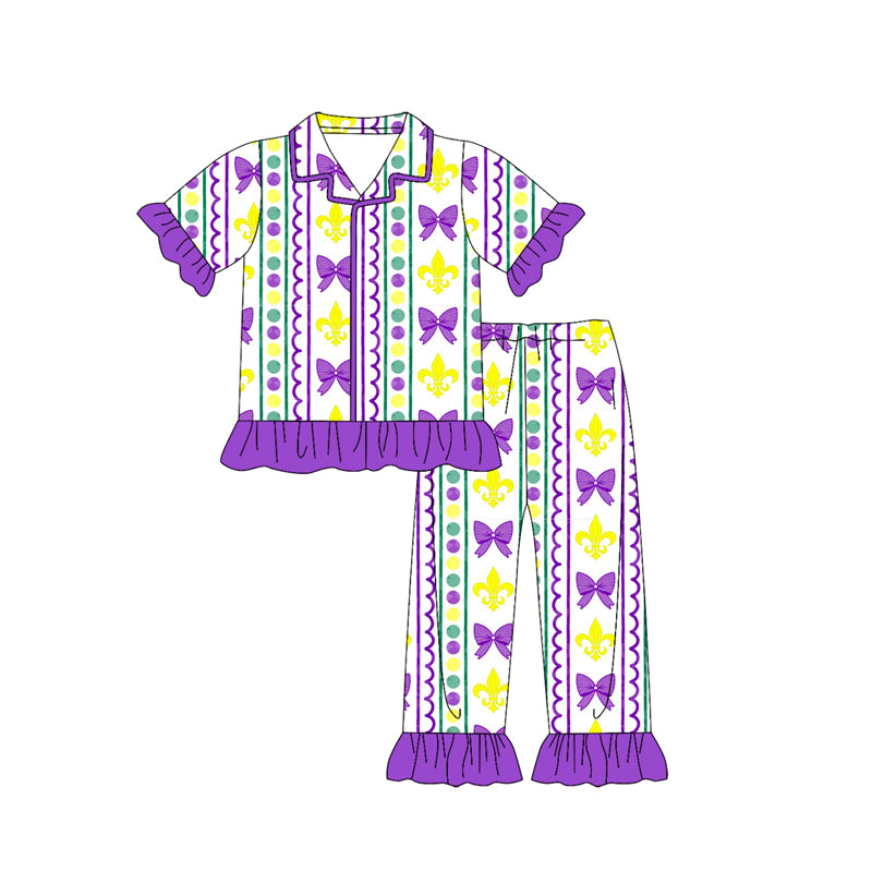 X924 GSPO2085 Purple Bow Girls' Set