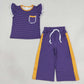 NEW RTS NO MOQ milk silk GSPO2366 Baby Girls Orange Purple Polka Dots Pocket Top Flare Pant Clothes Set
