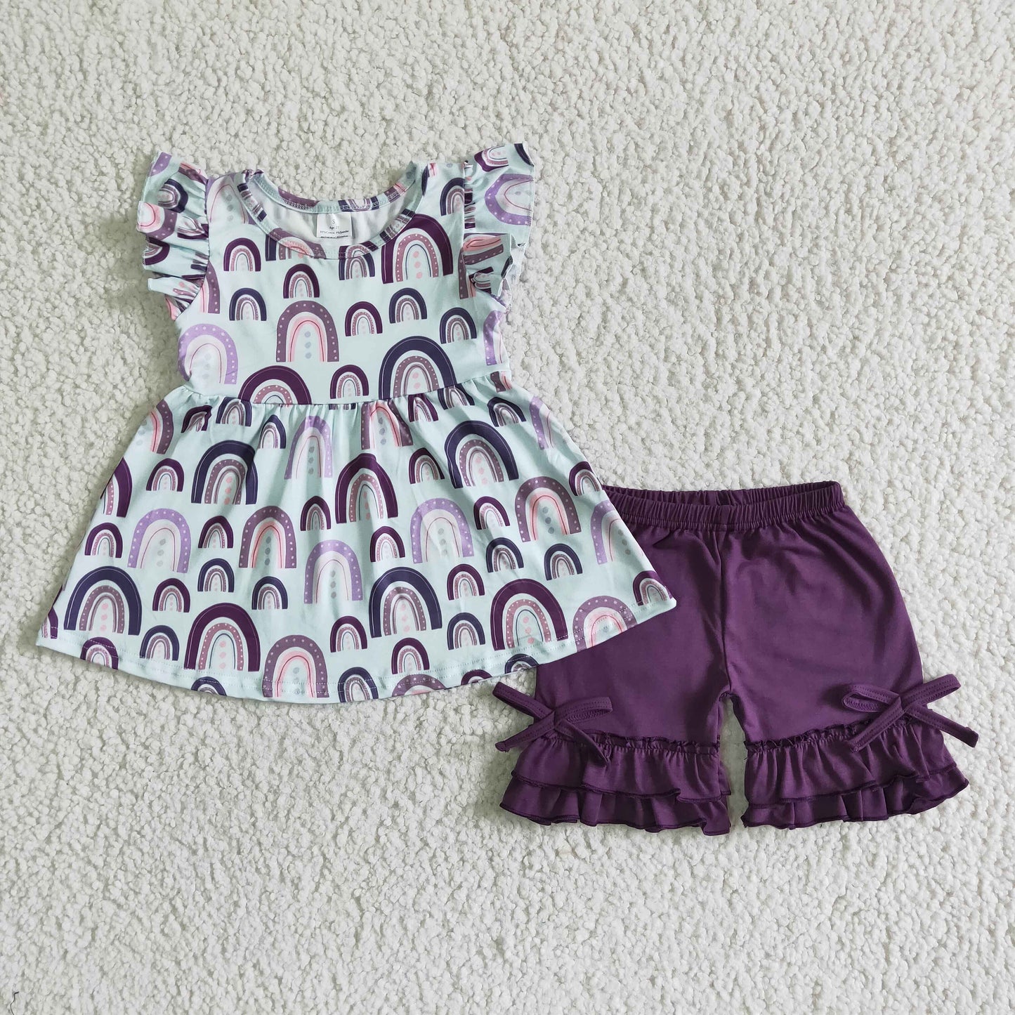 GSSO0009 purple short sleeve shorts suit