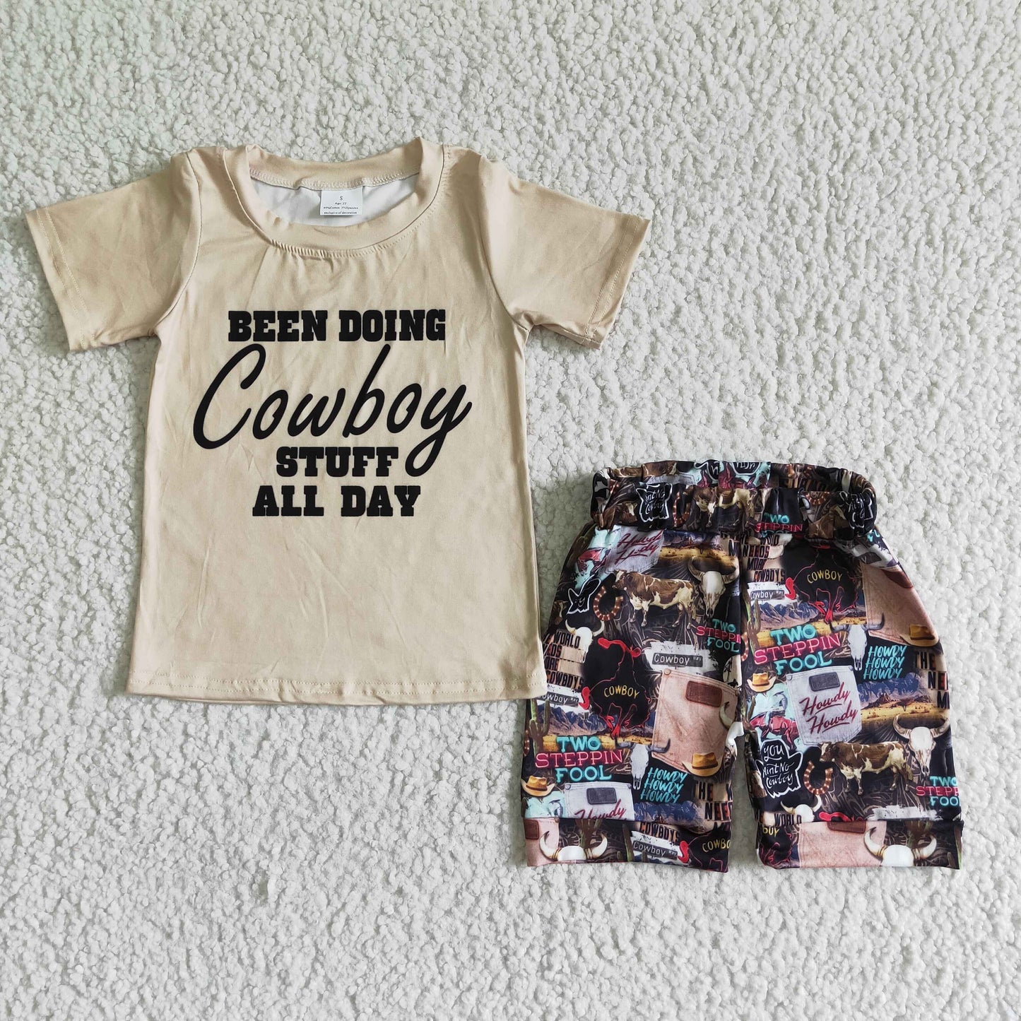 GSSO0017cowboy cartoon boy short sleeve shorts suit