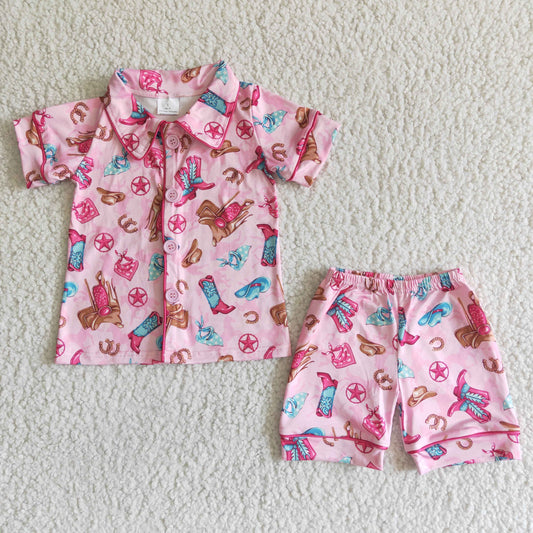 GSSO0021 Girls Cartoon Pink Pajama Set