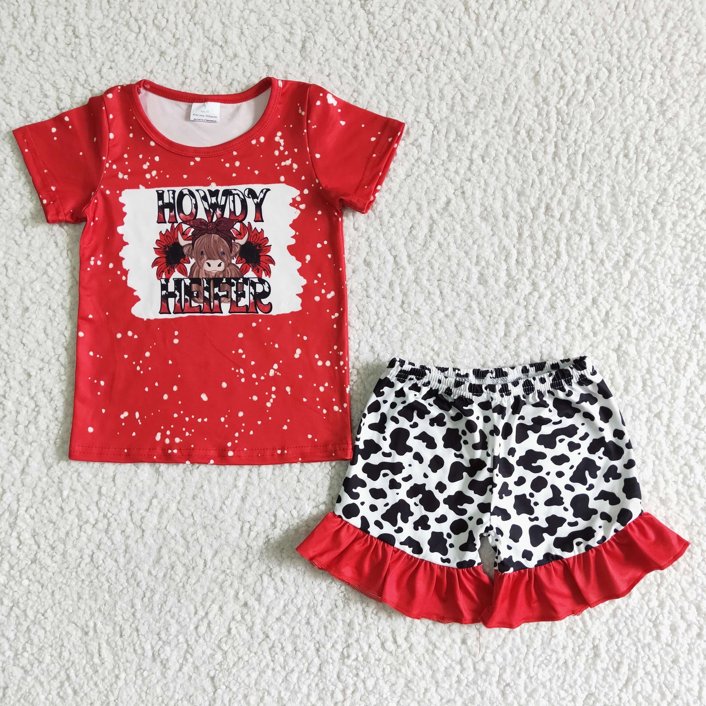 GSSO0043 red cow head short-sleeved shorts suit