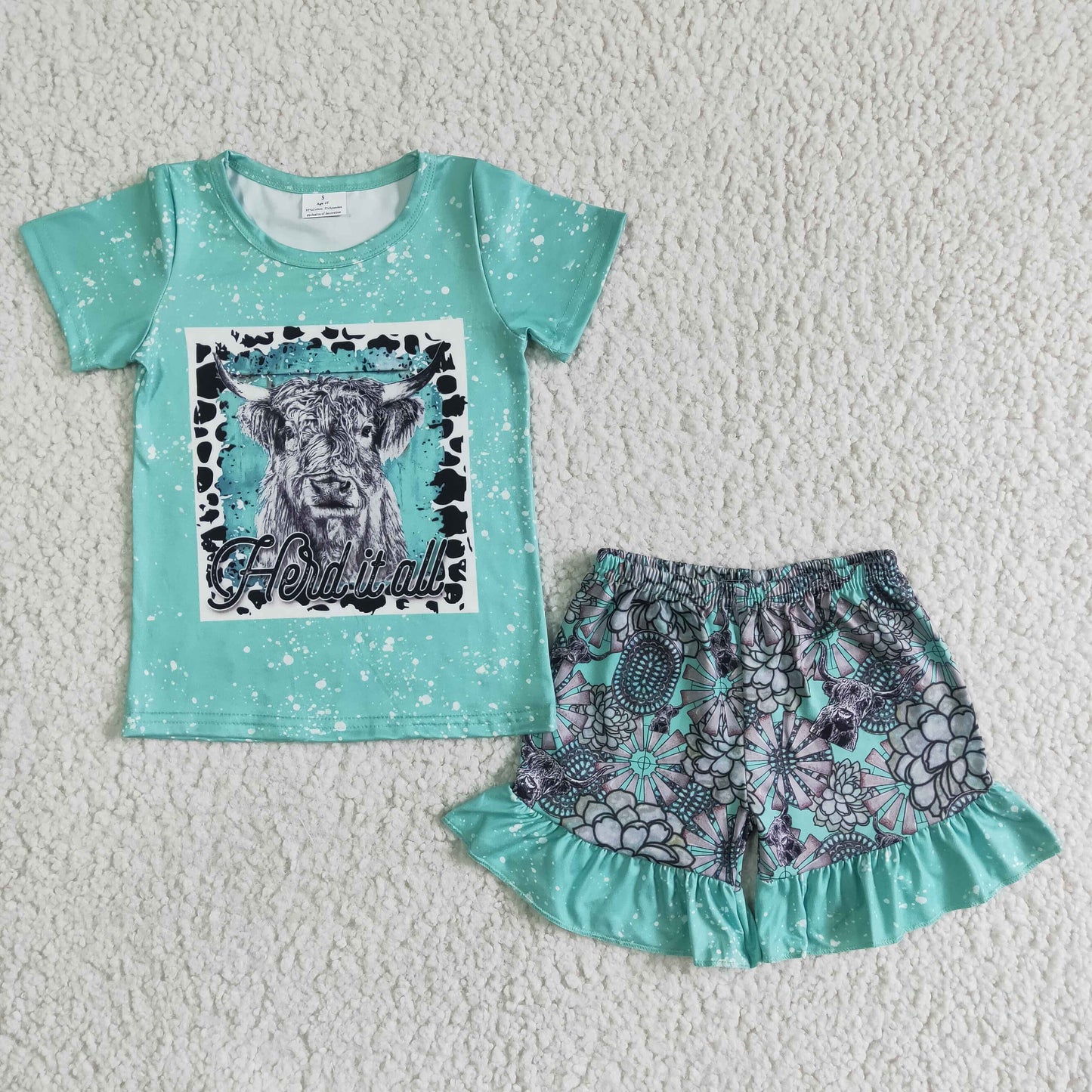 GSSO0066 Green Girls Short Sleeve Suit