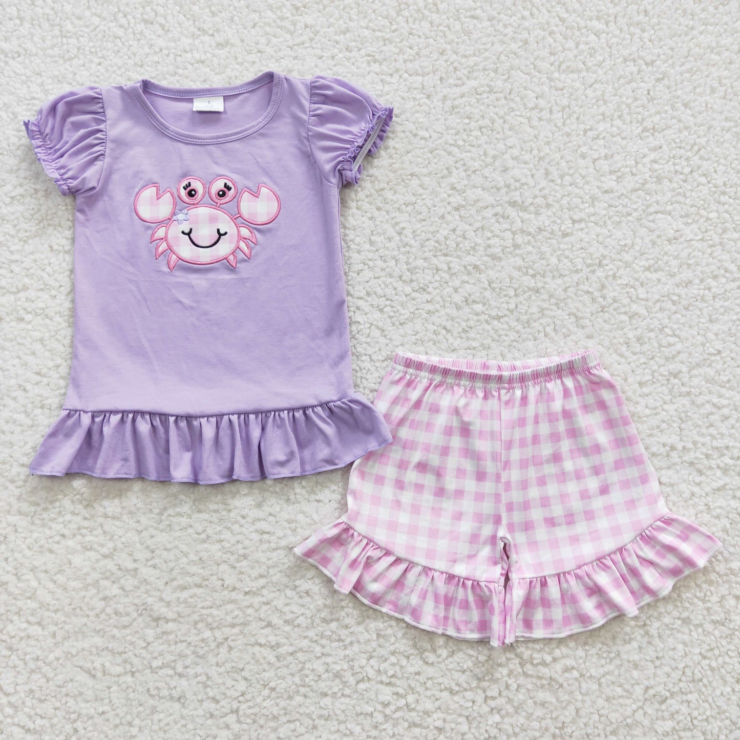 GSSO0135 Crab Girls Short Sleeve Shorts Set