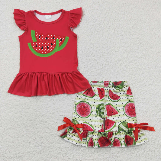 Watermelon short sleeve shorts suit