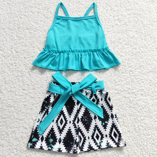 Green Tank Top and Shorts Set