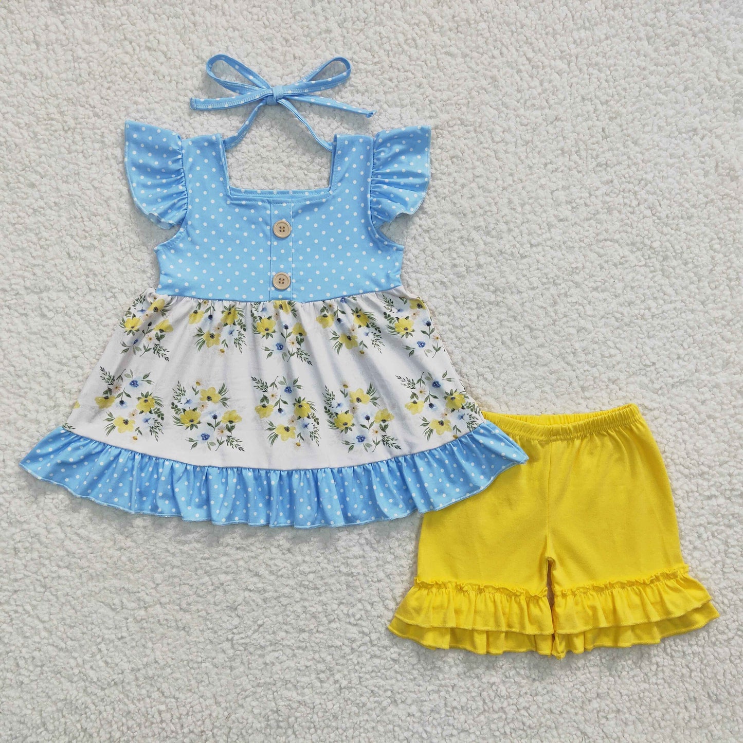 Halter Summer Short Sleeve Shorts Set