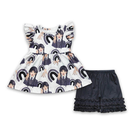 4.24GSP0259 Black Girls Summer Short Sleeve Suit