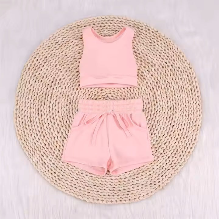 GSDO2129 Pink Yoga Suit 2-piece Set