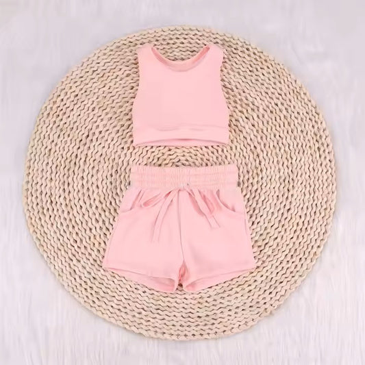GSDO2129 Pink Yoga Suit 2-piece Set