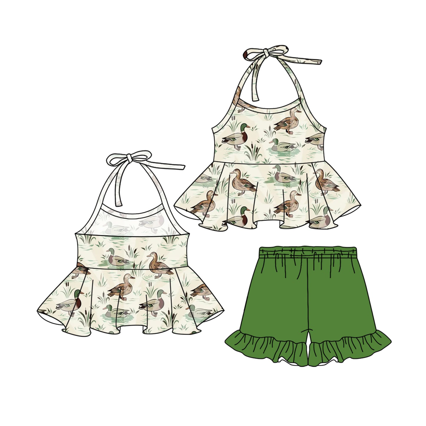 3.1GSSO2198 duck green halter neck suit