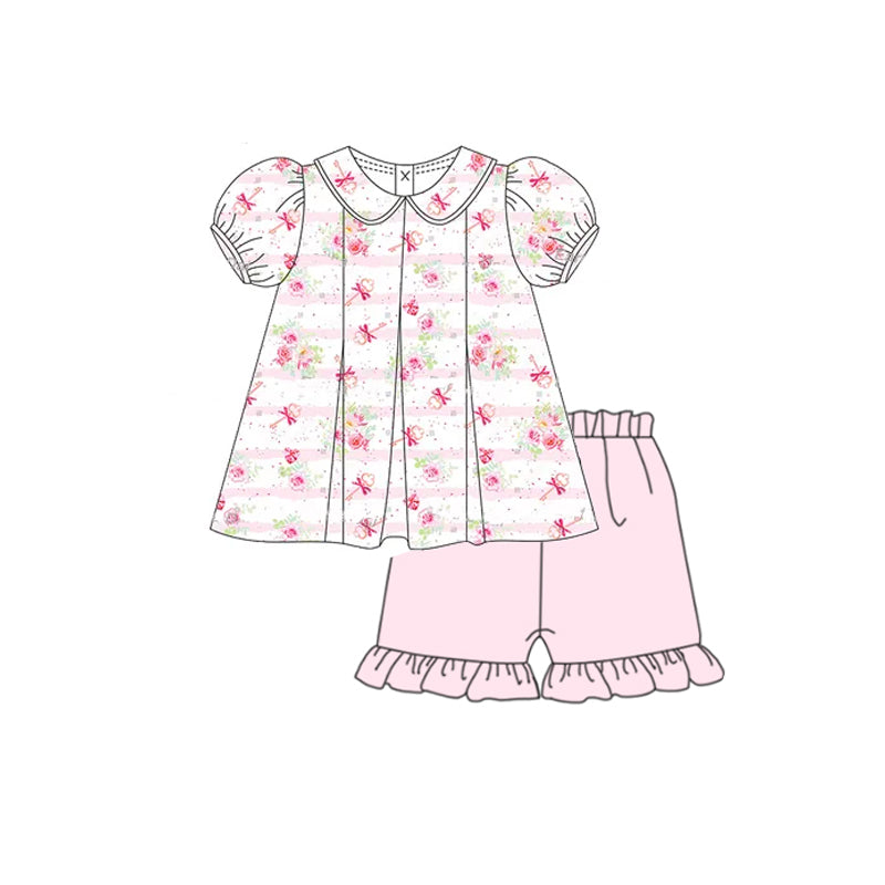 3.6GSSO2380 Pink cartoon short-sleeved suit