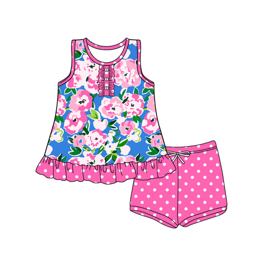 3.21GSSO2453 Rose Red Flower Polka Dot Set