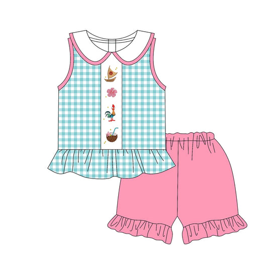 3.28GSSO2511 Green Plaid Cartoon Set
