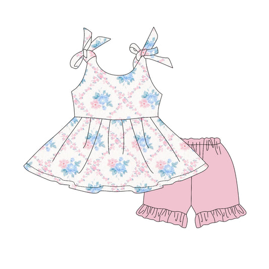 3.27GSSO2537 Pink Flower Bow Summer Suit