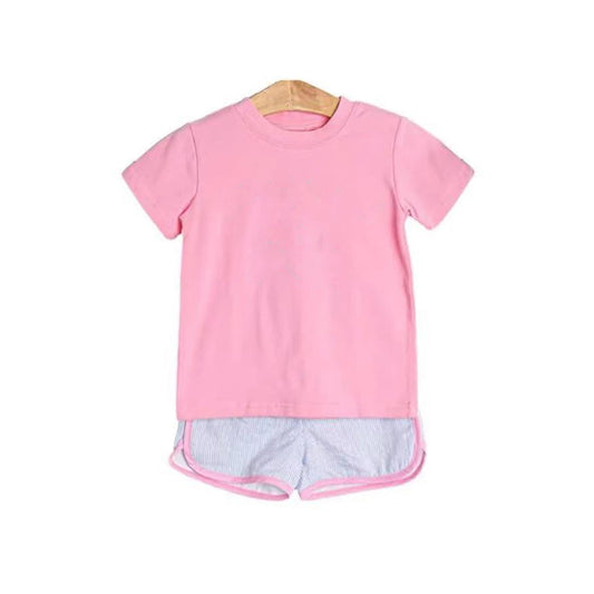 4.3GSO2543 Pink Girls Short Sleeve Suit