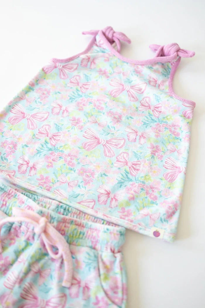 4.3GSSO2550 Bowknot Flower Short Sleeve Suit