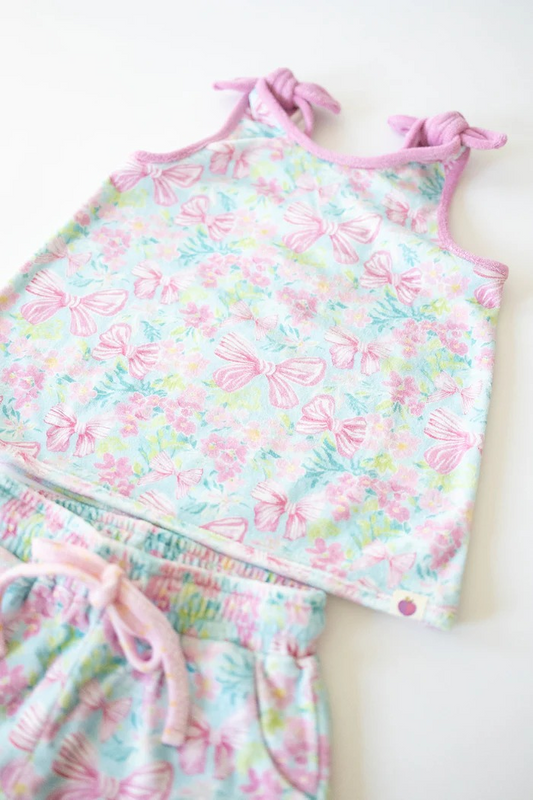 4.3GSSO2550 Bowknot Flower Short Sleeve Suit