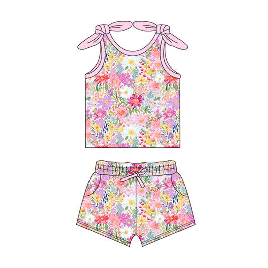 4.3GSSO2551 Flower sling short-sleeved suit