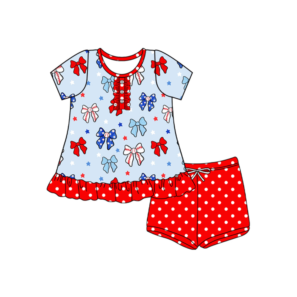 4.8GSSO2566 Bow Polka Dot Girls Suit