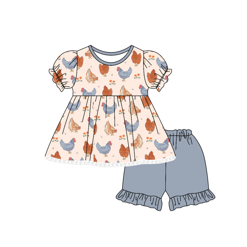 4.25 GSSO2625 Cartoon Chicken Short Sleeve Suit