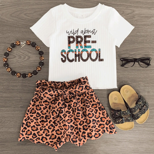 5.28GSSO2655 Letter Leopard Print Girls Suit