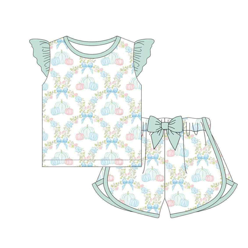 6.5GSSO2667 Bowknot Pumpkin Short Sleeve Suit