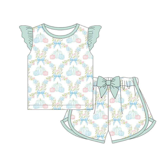 6.5GSSO2667 Bowknot Pumpkin Short Sleeve Suit