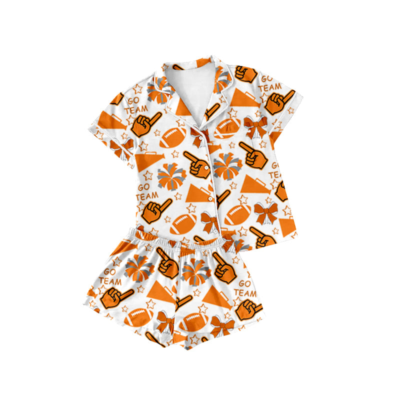 6.7GSSO2676 Orange Hand Gesture Football Cheer Pajama Set
