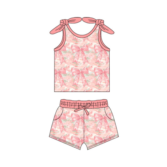 6.11GSSO2683 Pink Bow Summer Short Sleeve Suit