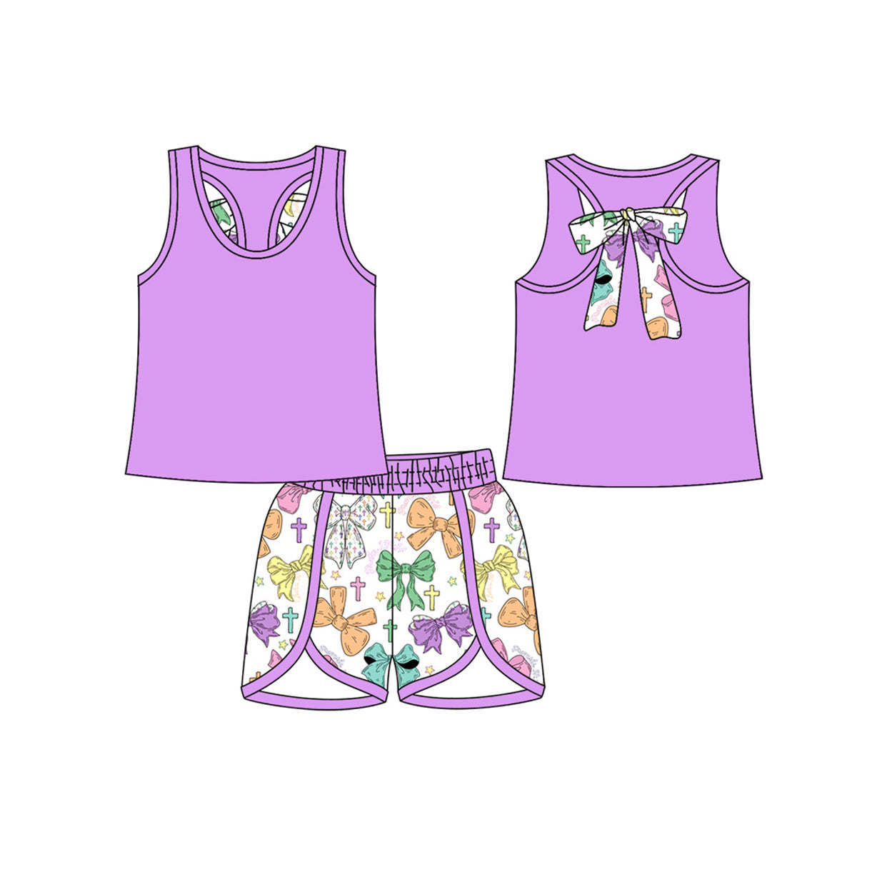 X10.14 GSSO2757 Purple Solid Bow Set