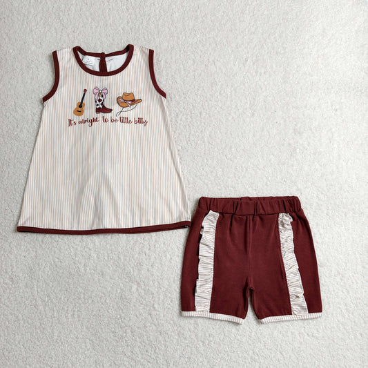 RTS NO MOQ milk silk GSSO2763 Baby Girls Boots Hat Guitar Tunic Back Bows Shorts Western Clothes Sets