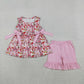 3.28 GSSO3104 Sleeveless strawberry bow tunic ruffle shorts girls outfits