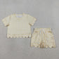 3.28 GSSO3185 Yellow plaid scallop top shorts girls summer outfit