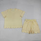 3.31 GSSO3203 Adult Women Yellow Shorts Sleeve Shirts Top Short Scallop Clothes Sets