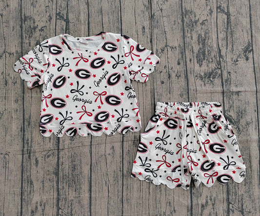 GSSO3250Baby Girls Star Bows Georgia Top Scallop Shorts Team Clothes Sets
