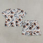 NEW RTS NO MOQ milk silk GSSO3251 Baby Girls Bows Tennessee Top Pockets Shorts Team Scallop Clothes Sets