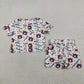 3.30 GSSO3252 Baby Girls Short Sleeve Star Bows Top Scallop Shorts Team Clothes Sets