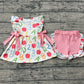 GSSO3258Baby Girls Apples ABC Tunic Checked Ruffle Shorts Back to School Sets Preorder