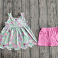 GSSO3385Baby Girls Sleeveless Colorful Flowers Tunic Shorts Clothes Set Preorder