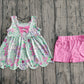 GSSO3385Baby Girls Sleeveless Colorful Flowers Tunic Shorts Clothes Set Preorder
