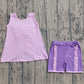 GSSO3461Baby Girls Lavender Sleeveless Back Bows Tunic Ruffle Shorts Clothes Sets