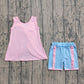 GSSO3462Baby Girls Pink Sleeveless Back Bows Tunic Ruffle Shorts Clothes Sets