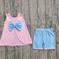 GSSO3462Baby Girls Pink Sleeveless Back Bows Tunic Ruffle Shorts Clothes Sets