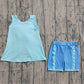 GSSO3463Baby Girls Blue Sleeveless Back Bows Tunic Ruffle Shorts Clothes Sets