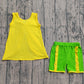GSSO3464Baby Girls Sleeveless Back Bows Tunic Green Ruffle Shorts Clothes Sets Preorder