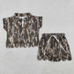RTS NO MOQ Sibling milk silk Baby Girls Camo Print Zip Top Matching Scallop Edge Hem Shorts  Clothes Set