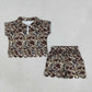 NEW RTS NO MOQ milk silk GSSO3569 Baby Girls Dark Khaki Camo Print Zipper Long Sleeve Top Scallop Hem Shorts Clothes Set