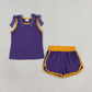 NEW RTS NO MOQ cotton GSSO3826 Baby Girls Purple Polka Dot Print Bow Sleeveless Top Shorts Sets