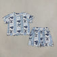 NEW RTS NO MOQ milk silk GSSO3853 Baby Girls Rams Bows Stripe Top Pockets Short Team Scallop Clothes Sets